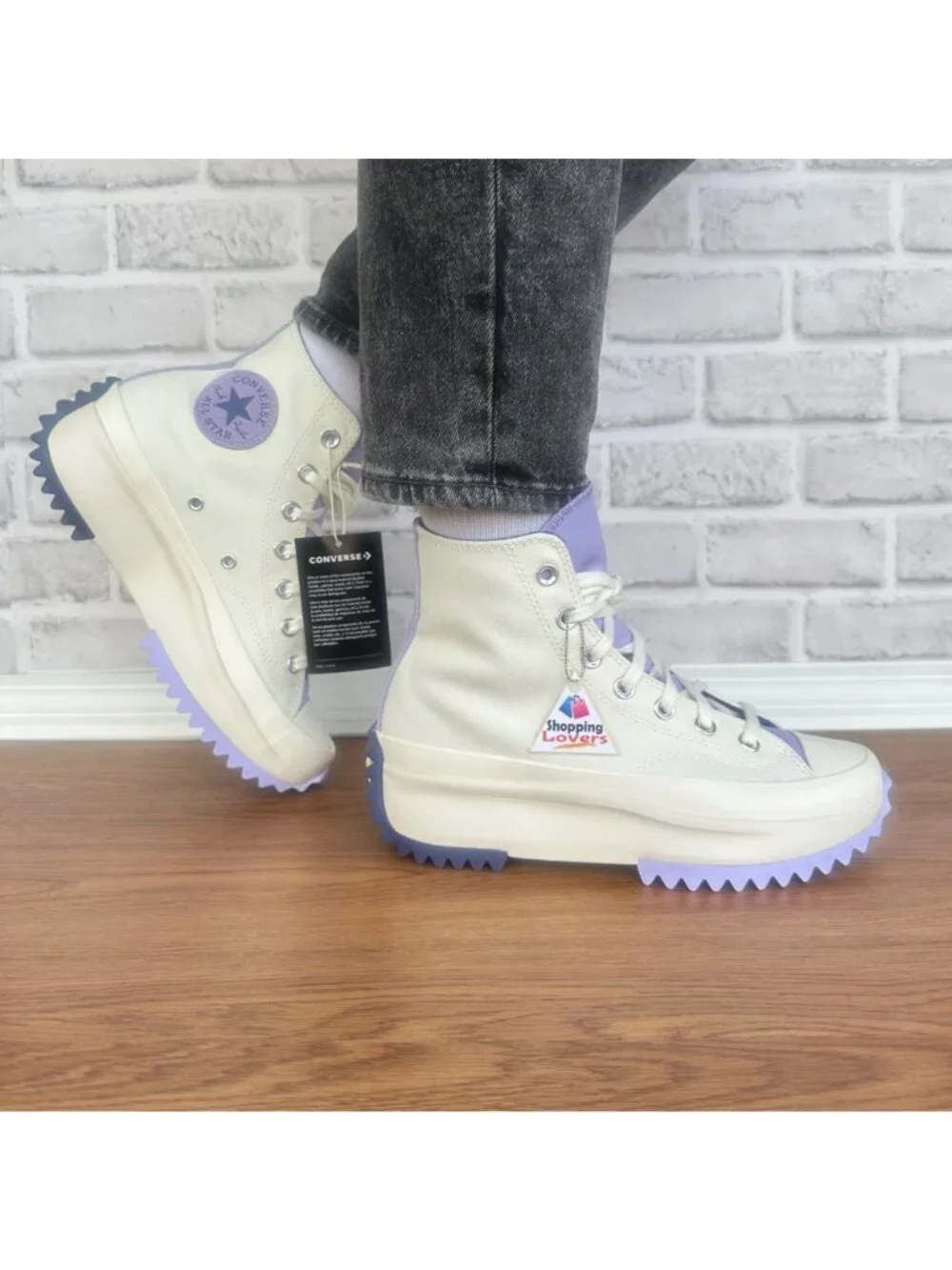 ⭐Converse Run Star Hike Hi Platform 7 Women's Shoes Sneakes Beige Purple A16188C